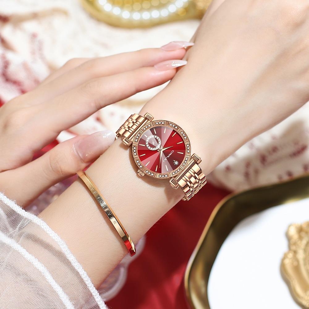 CRRJU Brand Luxury Fashion Original Ladies Watch Waterproof Ladies Watch Stainless Steel Diamond Watch Gift