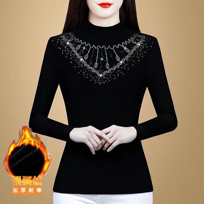 2025 Autumn and Winter New Velvet Thickened Bottoming Shirt Semi-turtleneck Temperament Warm Inner Slim-fitting and Thin Top