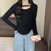 Autumn New Korean Version of Solid Color Student Top Slim Sexy Short Base Shirt Long Sleeve T-shirt Female Ins Tide