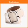Hop Hip Inspired Women Leather Belt With Double Row Rivets And Large Buckle C
