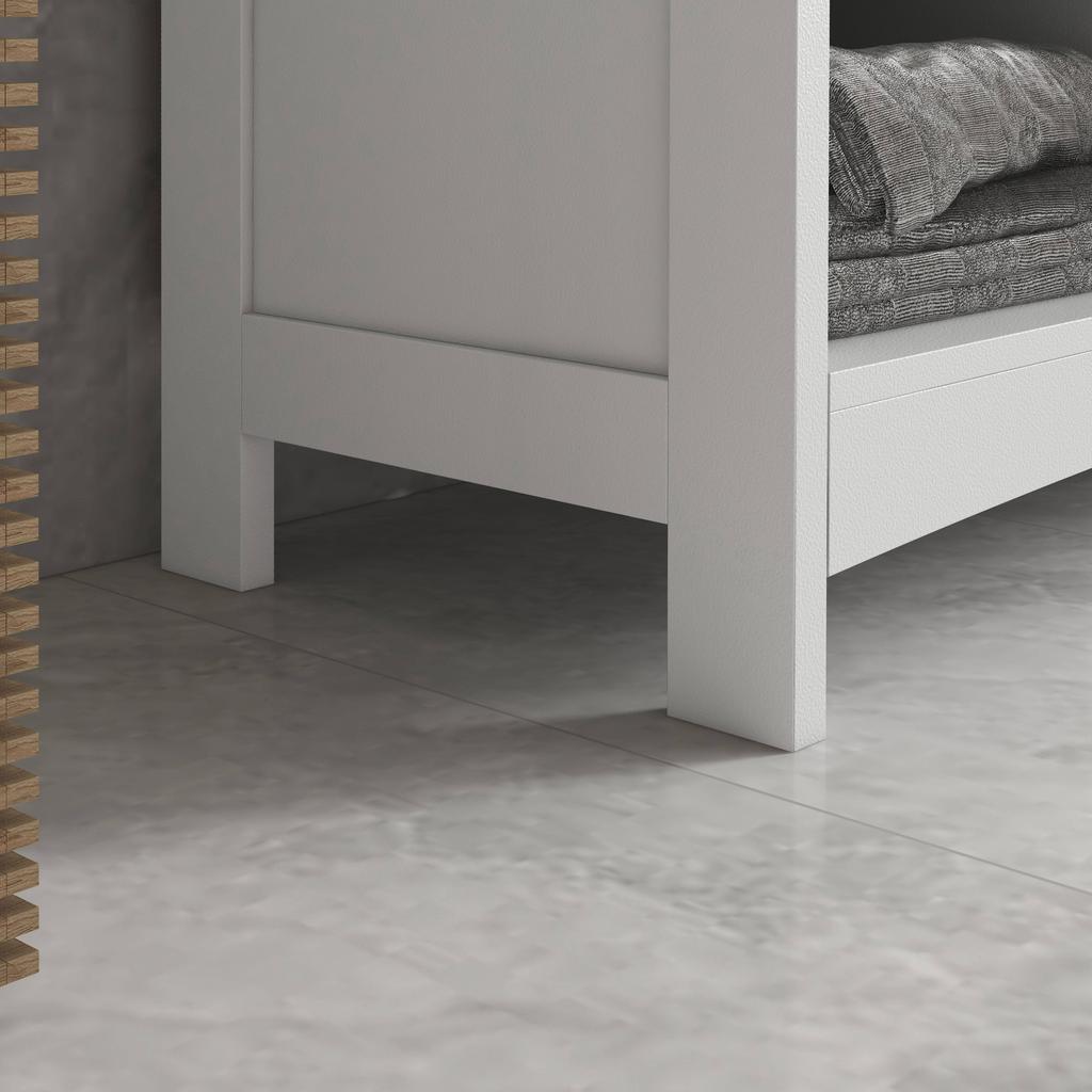 Bathroom Vanity Unit with 2-Door Cabinet and 3 Open Shelves, Made of Wood. 90x30x60cm. White