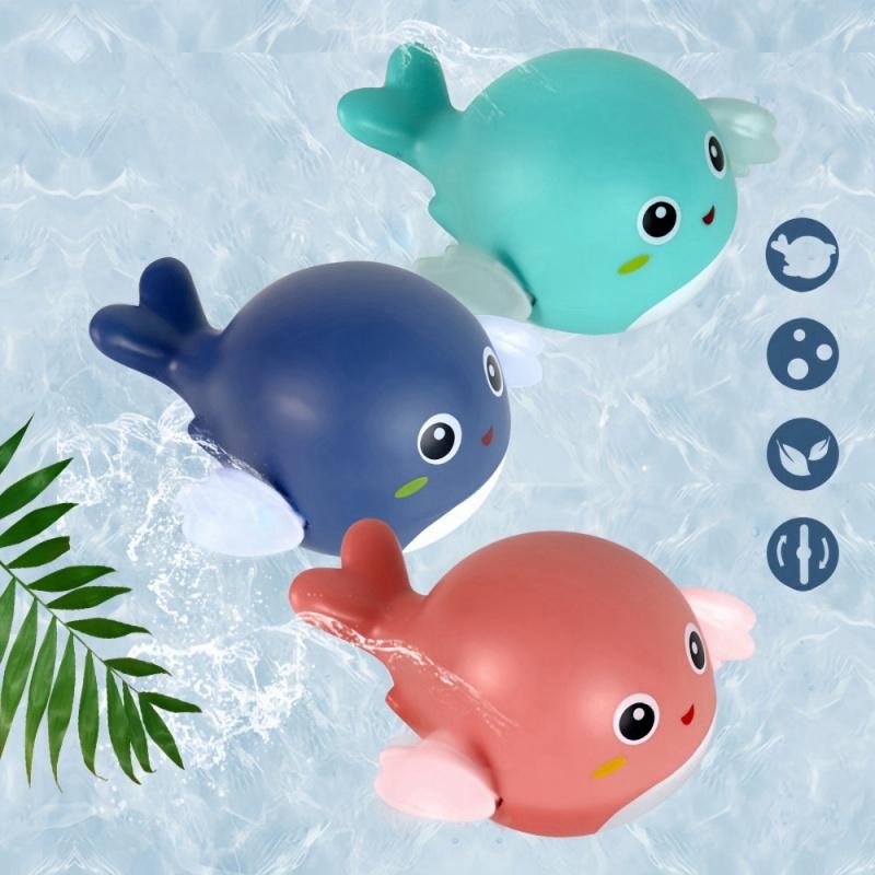3Pcs Kids Bath Dolphin Toy Swimming Clockwork Dolls Play Water Fun Bathing Cute Fun Children Bathroom Shower Bathtub Animals Toy