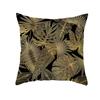 Home Furnishings Black Gold Leaf Print Cushion Cover Office Cushion Cover Waist Pillow Cover