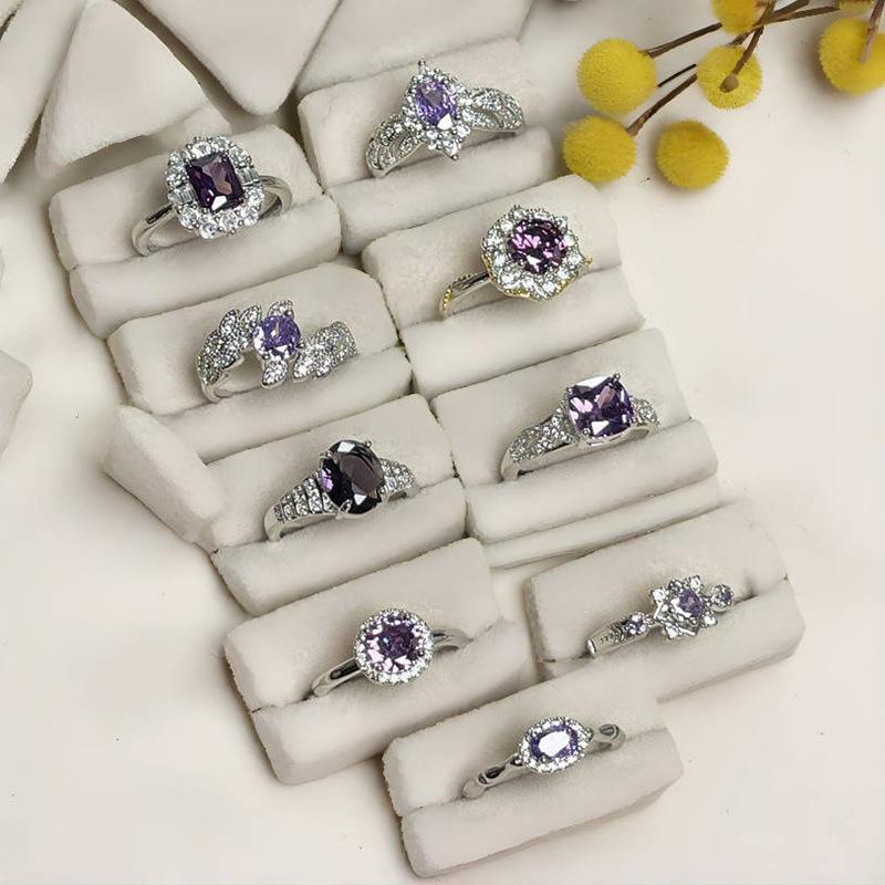 Super Flash Lila Zir*****Stiftring, Leichter Luxus und Kaltes Gefühl, Hochwertiger Temperamentring, Nischendesign-Accessoires Damen