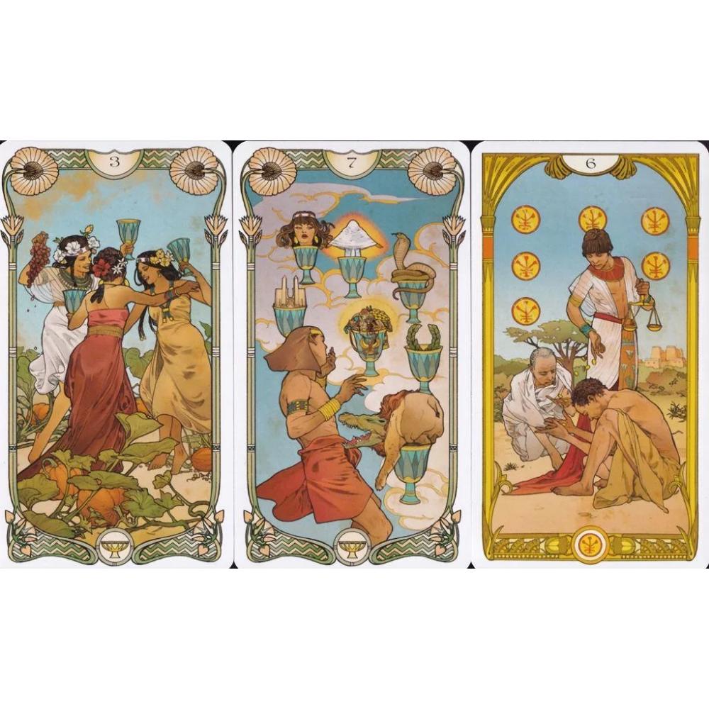 10,3 x 6 cm großes ägyptisches Jugendstil-Tarot, 78 Karten