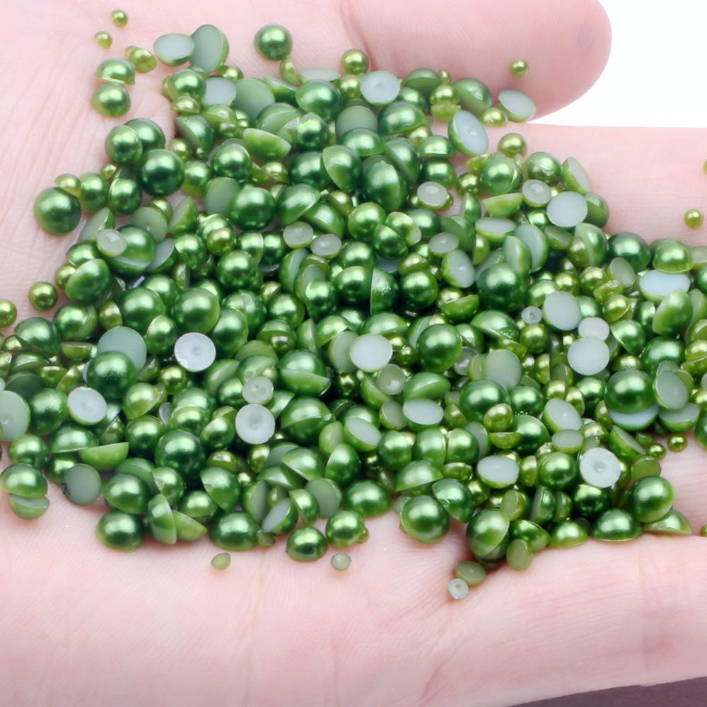 9mm Flat-back Half-round Pearl Beads - 100 Pcs for DIY Phone Case Decoration
