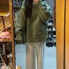 2023 Women's Thick Green Pullover Sweater - Retro Japanese Style for Autumn/Winter