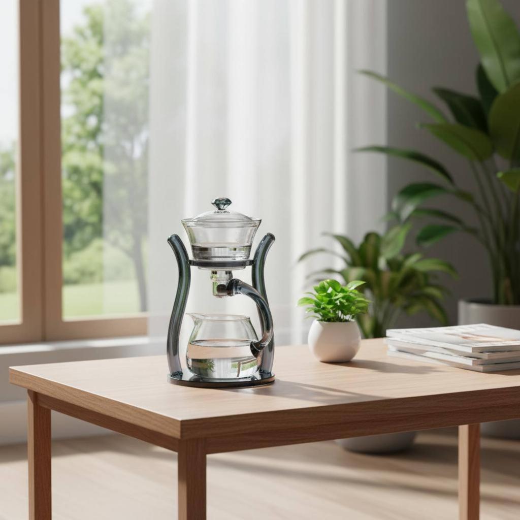Glass Gongfu Tea Set Built-in Strainer Automatic Tea Brewer Set for Home, Office