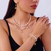 Bohemian Imitation Pearl Choker Necklace for Women Handmade Starfish Pendant Bracelet Earrings Girls Summer Beach Jewelry Set