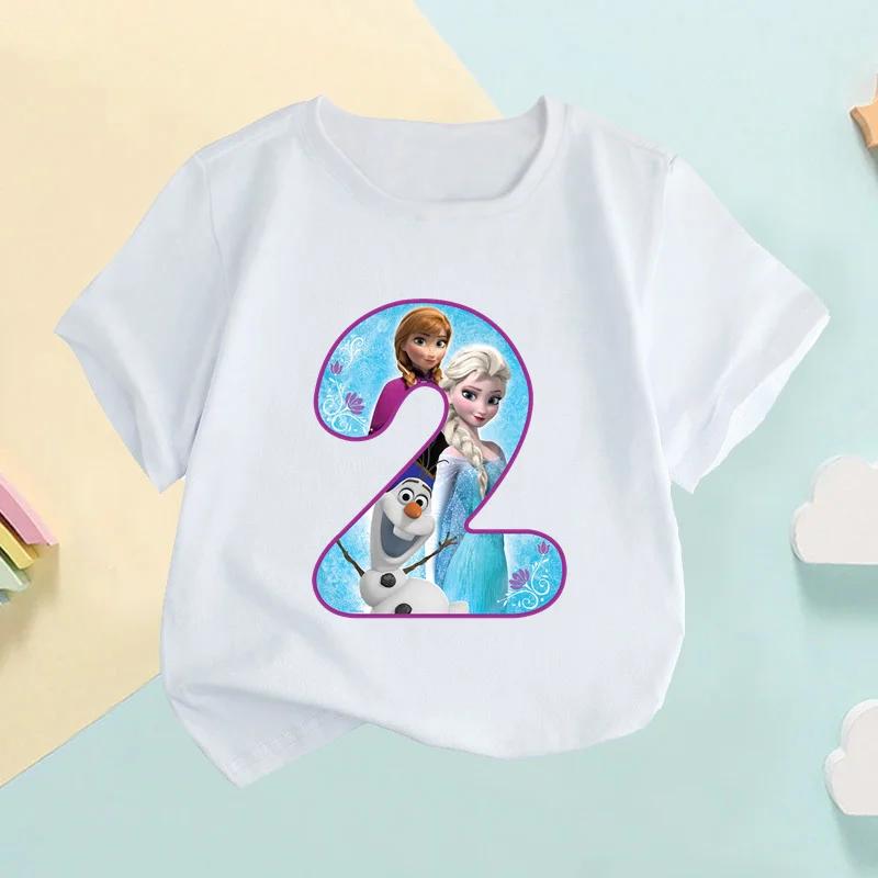 Frozen Elsa and Anna Princess Digital Bow Print Children's T-Shirt, Age 1-9, Birthday