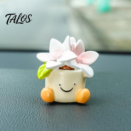 Decorative Accessories for Car Interior Cute Mini Flower Pot Figurine, Resin Cartoon Planter Ornament Kawaii Plant Figurine Shelf Dashboard