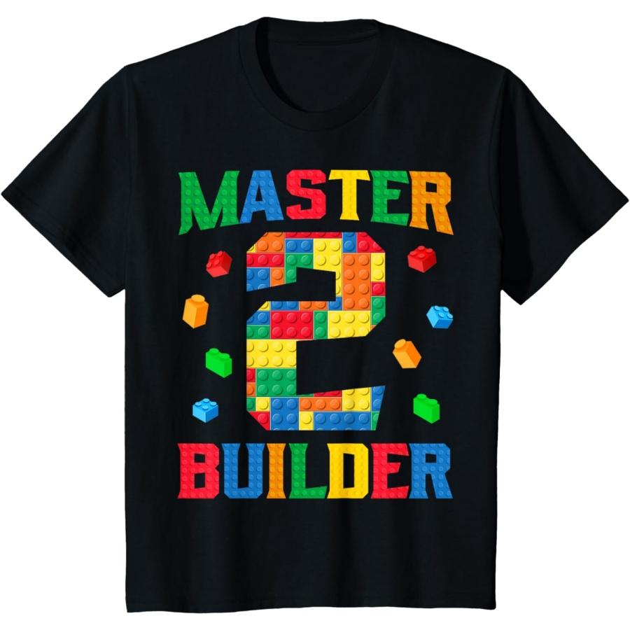 

Master Builder 2nd Birthday 2 Year Old Brick Building Blocks T-Shirt XXXXXL чорний
