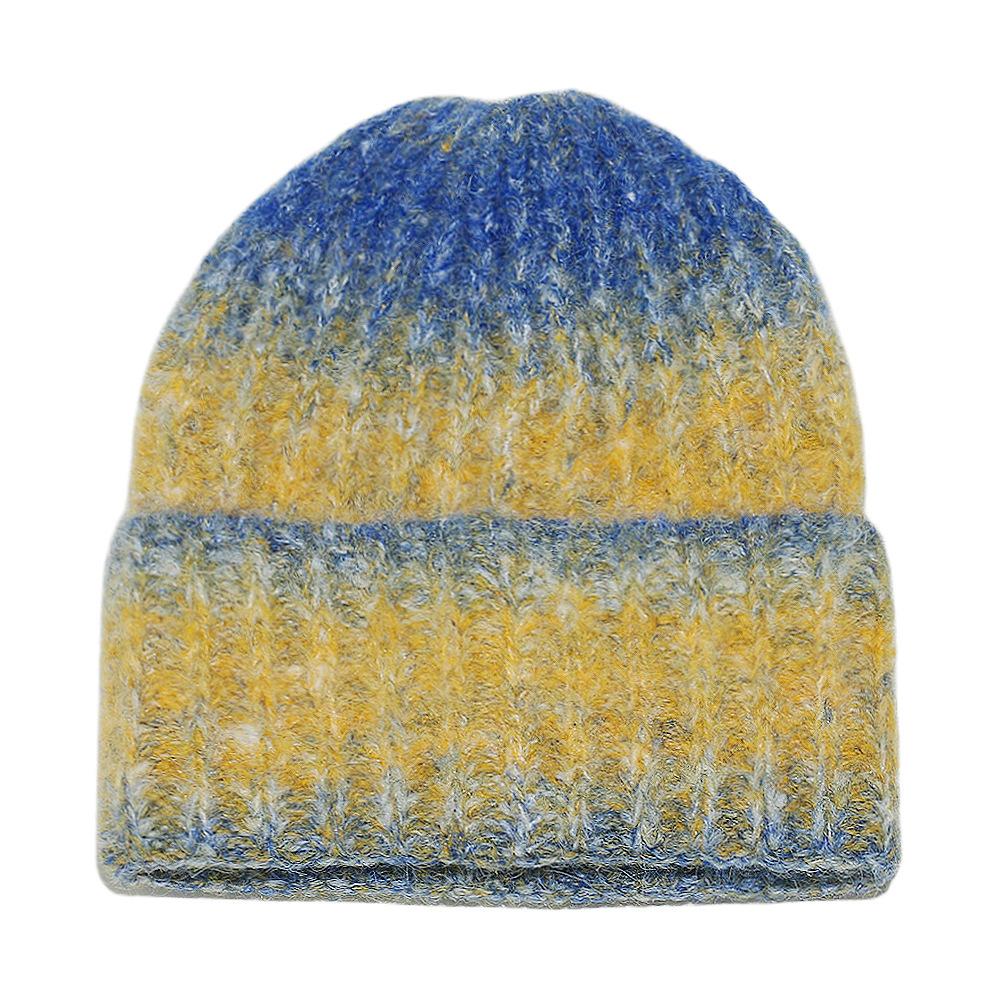 Autumn and winter pullover hat fashion versatile ear protection hat tie-dye gradual change color knitted hat winter hat women