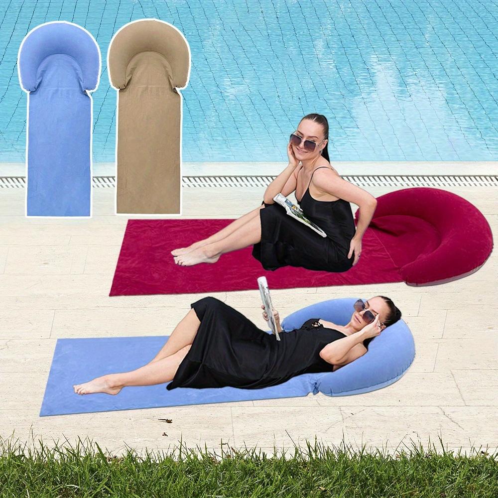 1Pc Inflatable Beach Mat, PVC Inflatable Cushion, Foldable Beach Sleeping Pad, Suitable For Outdoor Activities, Moisture-Proof And Portable Design