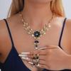 Europeisk & Amerikansk Mode Lätt Lyx Vattendroppe Blomma Halsband & Örhänge Set - Elegant & Utsökt