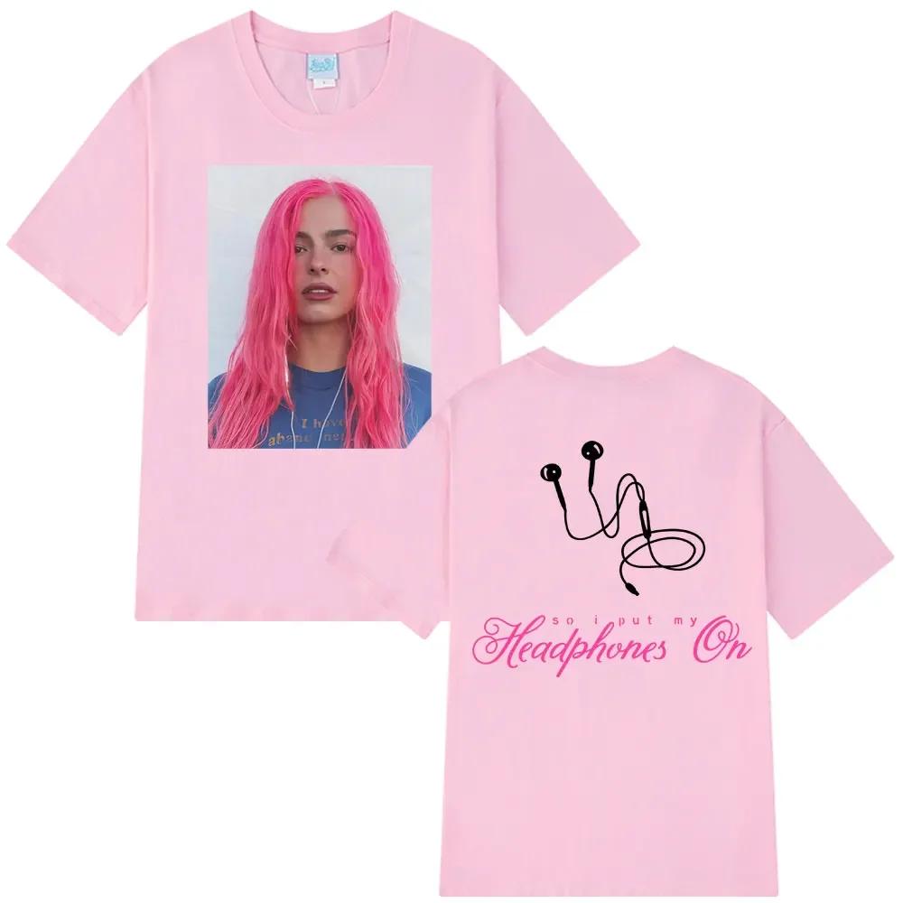 Addison Rae Headphones Fashion Graphic Tshirt Unisex Wounisex Cotton Casual Loose T Shirt Fan Gifts Summer Aesthetic Casual Tshirts