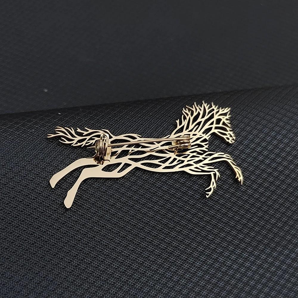 Luxury Leopard Stainless Steel Brooches Classic Zodiac Animal Lapel Pins for Women