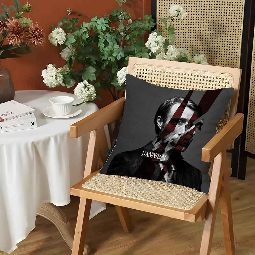Tv H-Hannibals Cushion Cover Silky Short Plush Invisible Zipper Dustproof Sofa Pillow Case For Home Decor