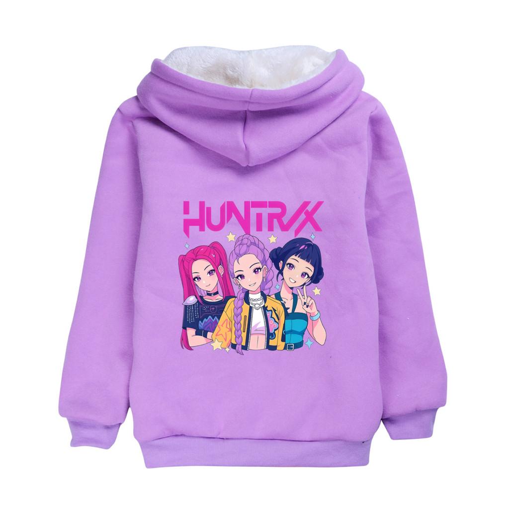 5025 Girls Kpop Zoey Mira Rumi Zoey Rumi Mira Print Casual Long Sleeves Velvet Warm Winter Jacket