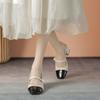 Fashion 2025 Classic Mixed Color Sandals Women Slingback Mary Janes Pearl Belt Med-High Heels Shoes Ladies Office Dress Tacone Sandalias