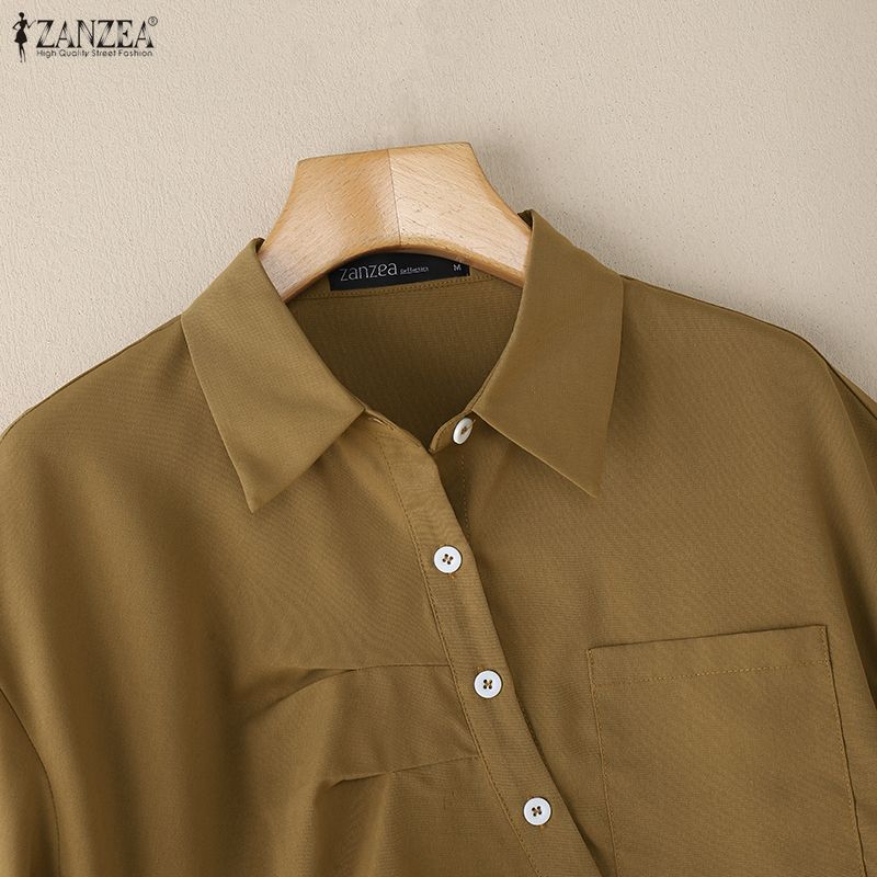 ZANZEA Dámská ležérní letní halenka s krátkým rukávem a odhaleným límcem