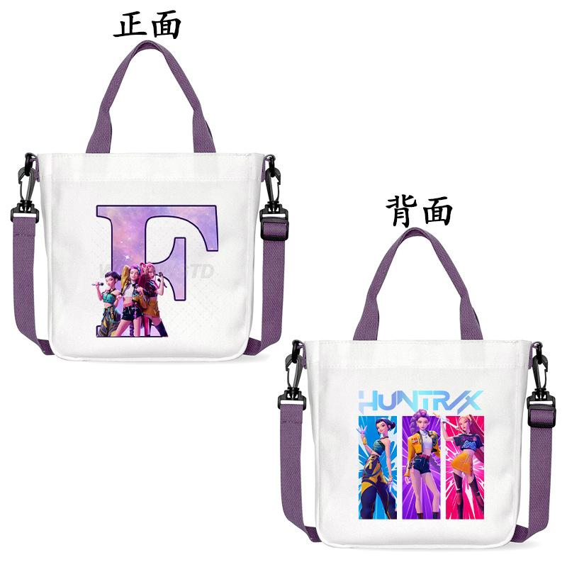 Anime Cartoon Letter Shoulder Bag Versatile Commuter Handbag Large Capacity Student Canvas Bag