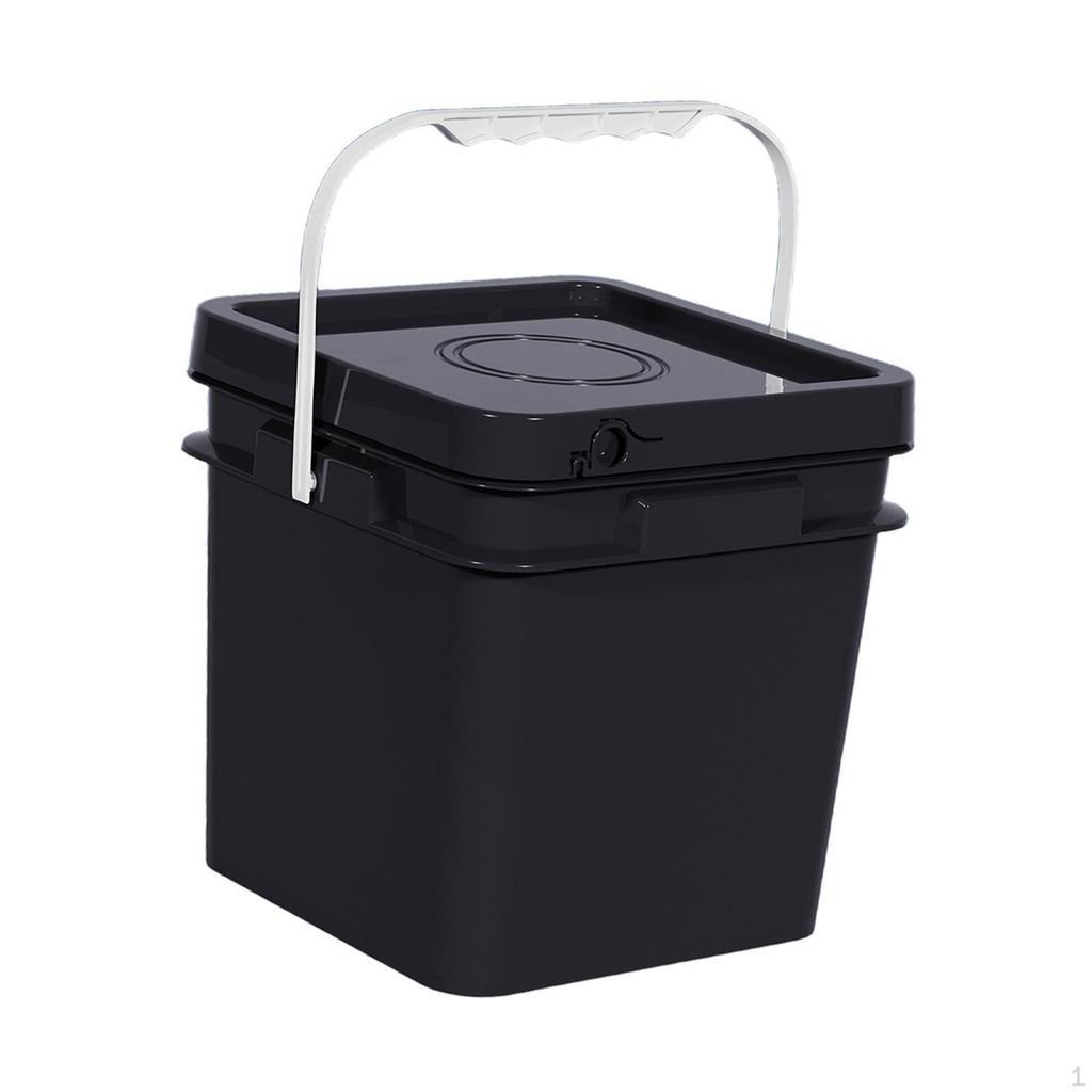 Empty Stackable Square Pail with Lid, Useful in Industrial Settings and Beyond
