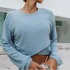 Women Autumn Winter Loose Hoodies Suit Long Sleeve O Neck Top with Wide Leg Pants Solid Color