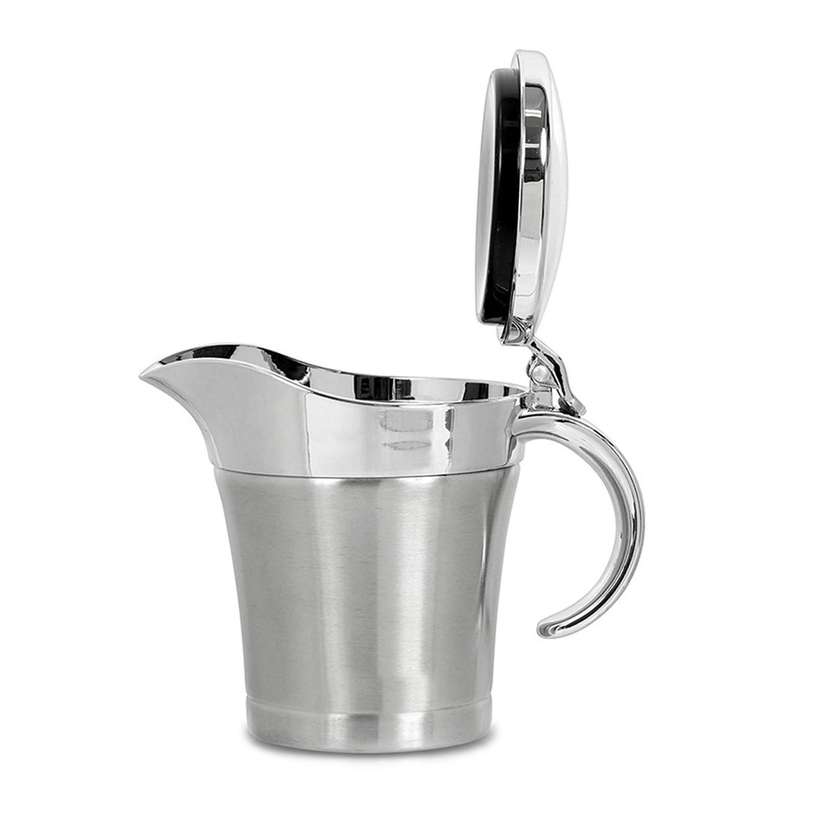 

Соусники из нержавеющей стали с откидной крышкой, двухстенные изолированные кастрюли для соуса из говядины, стейка, металлическая кружка для сока, кухонный инструмент