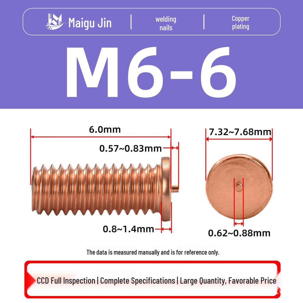 PT-M3M4M5M6M8 Copper-Plated Carbon Steel Projection Weld Studs and Screws