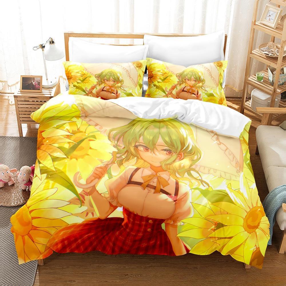 3D Druck Anime Kawaii Mädchen Yuuka Kazami Bettwäsche Set Einzelbett Twin Full Queen King Size Bettset Erwachsene Kind Schlafzimmer Bettbezug Sets