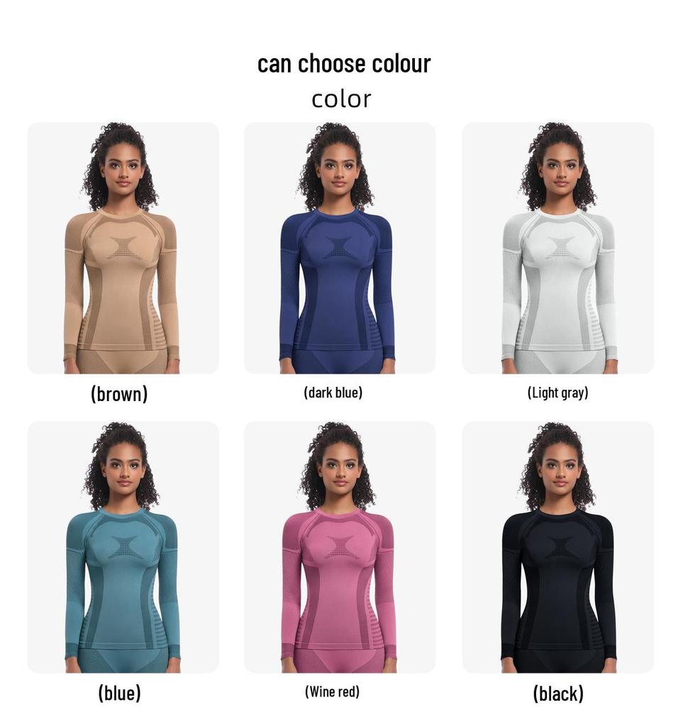 Seamless Long Sleeve High Stretch Ski Suit Top for Running, Fitness, and Yoga