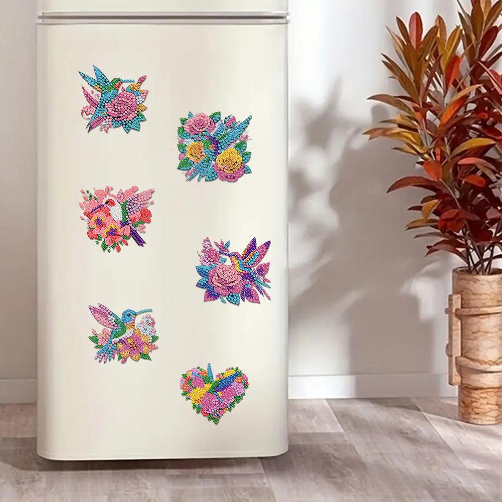 6 Pcs Animal Cake DIY Diamond Painting Magnet Refrigerator Diamond Art Magnets Decals for Fridge Whiteboards Car Mailbox Decor