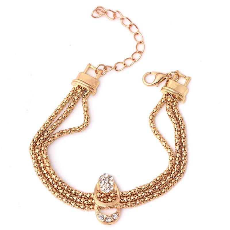 Accessories Retro Metal Diamond Necklace Earrings Ring Bracelet Four-Piece Diamond Jewelry Set Combination