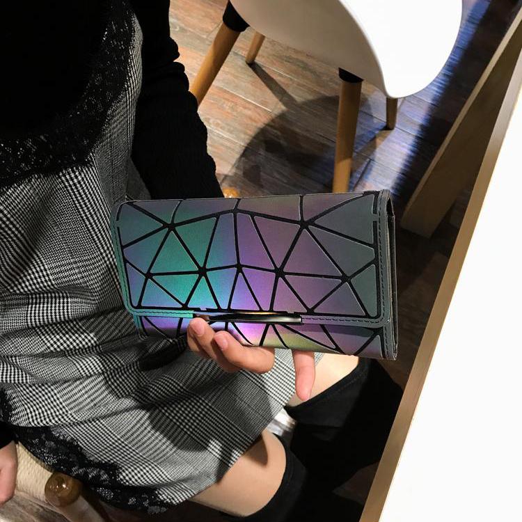Portafoglio da donna di marca Pochette Borsa lunga luminosa Borsa per carte da donna Borse femminili geometriche di moda