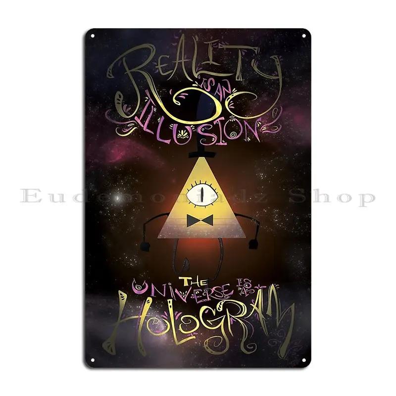 Gravity Gravity Falls Reality is an Illusion bill cipher spell Zodiac Metal Living Room Painting Wall Decor Tin Sign Poster