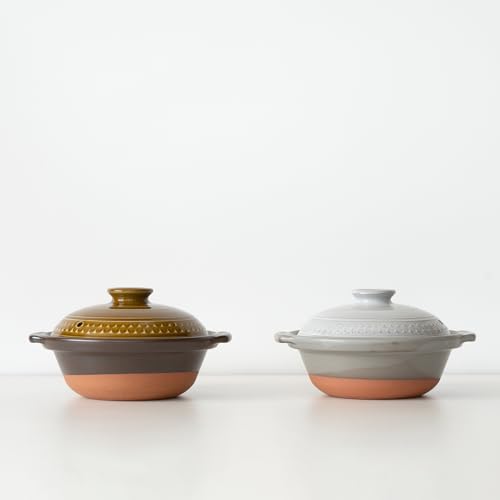 Banko Ware Earthenware Pot, No. 8, Serves 2-3, Medium, 1500ml, Microwave, Oven, and Direct Heat Safe, CLEA AKARI (Brown), Made in Japan, Product Numbe