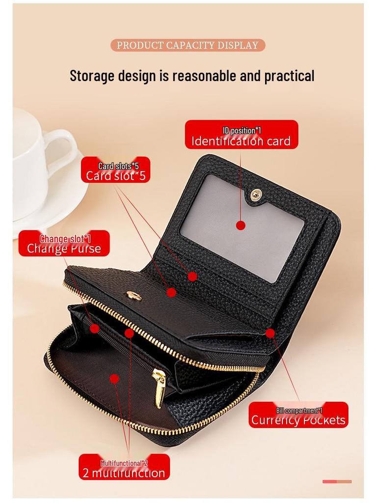 Women's Japanese Mini RFID Leather Wallet: Anti-Theft Card Holder & Zipper Coin Purse