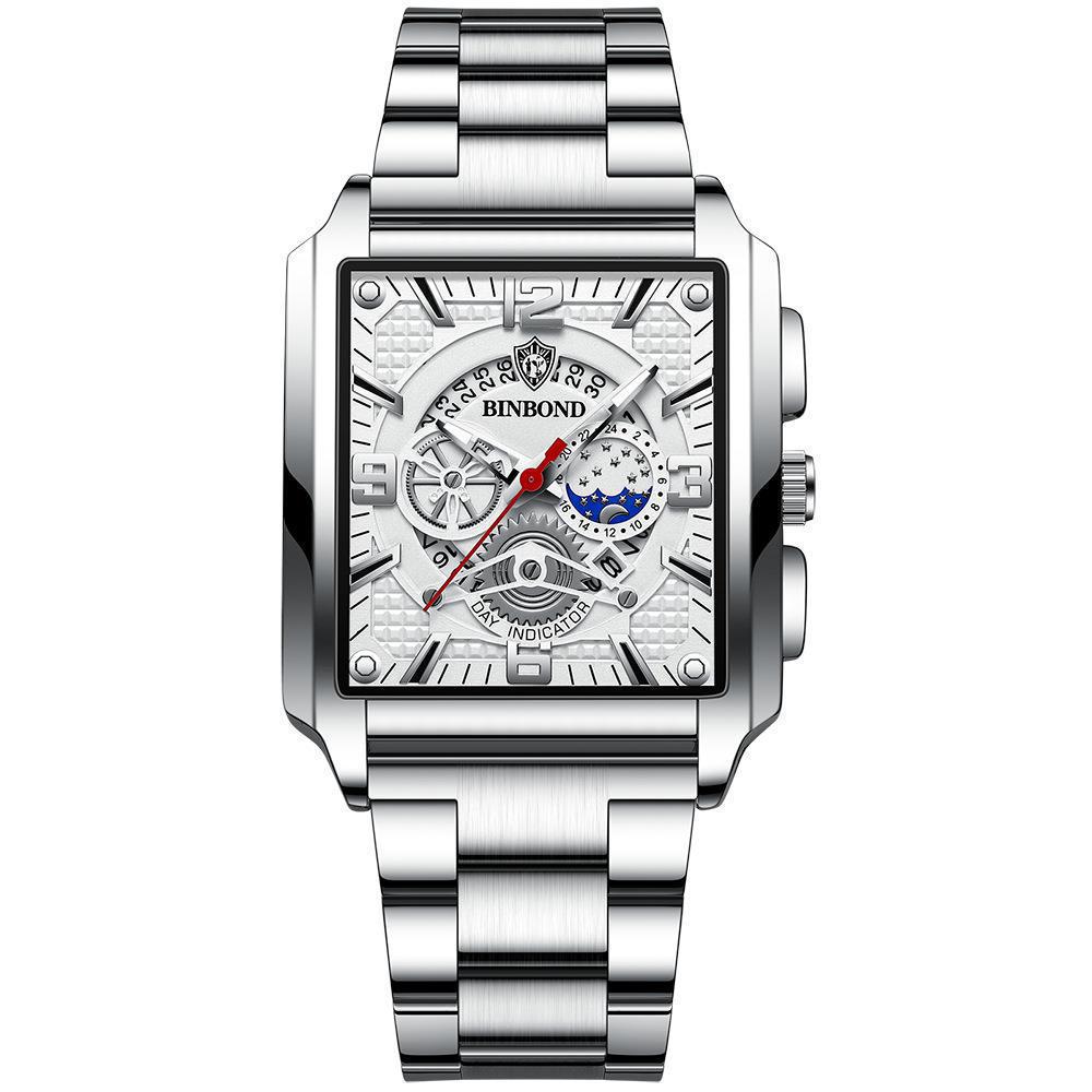 Binbond Men's Retro Multifunctional Waterproof Luminous Square Calendar Watch