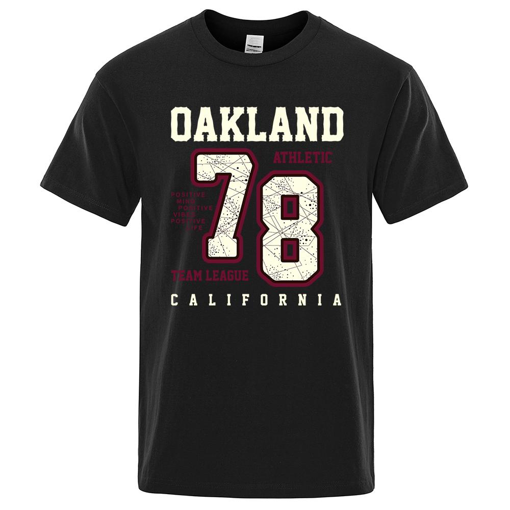 Oakland Athletic 78 Team League California Men Tee T Shirt Cotton Summer T-Shirt Casual Breathable Clothes Oversize Short Sleeve