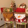 Christmas Chair Cover Home Xmas New Year Decoration Supplies Chair Seat Cover 3D Santa Claus Snowman Elk Chair Back Cover