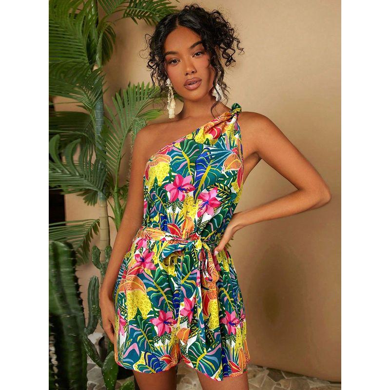 

off Shoulder Jumpsuit2025 European and American Summer New Women clothes Gyaru Formal Dress off-Shoulder Jumpsuit Yellow-Green XL