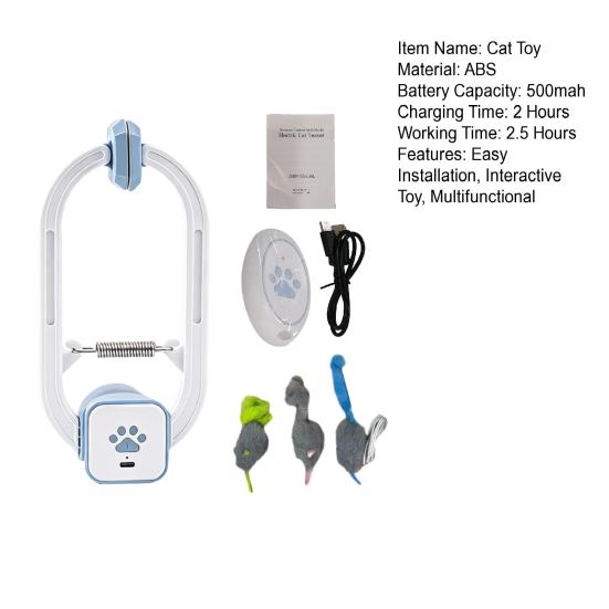 Hängendes Türrahmen Katzenspielzeug Elektrischer Interaktiver Rotierender Feder-Katzen-Zerrer Elastisches Seil Wackelnde Hüpfende Plüschmaus für Katzen Bewegung Langeweile-Linderung