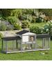 Large Rabbit Hutch 2-Tier Wooden Ramp 230 X 53 X 93.5cm Light Grey