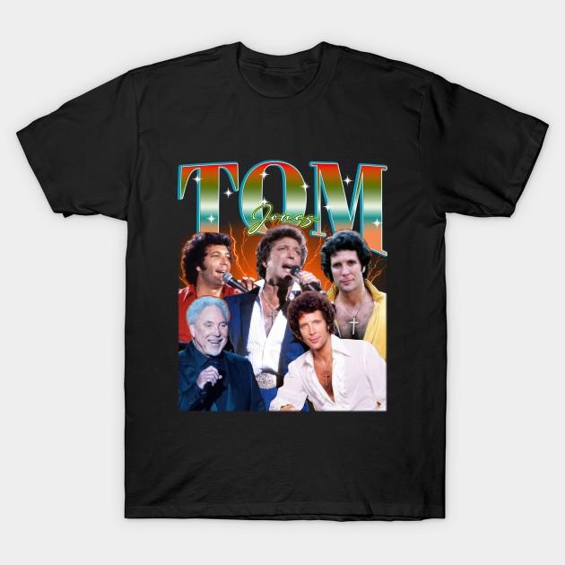 

Men Black Print T-shirt Tom Jones Vintage No-Cut Transfer Paper Print Cotton Tshirt S чорний