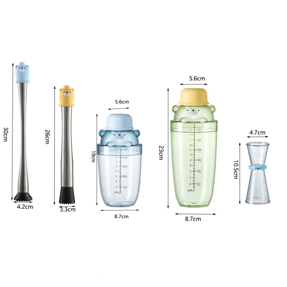With Scale Shake Bottle Bear Pattern Measure Cup Lemon Crushing Hammer Milk Tea Shop