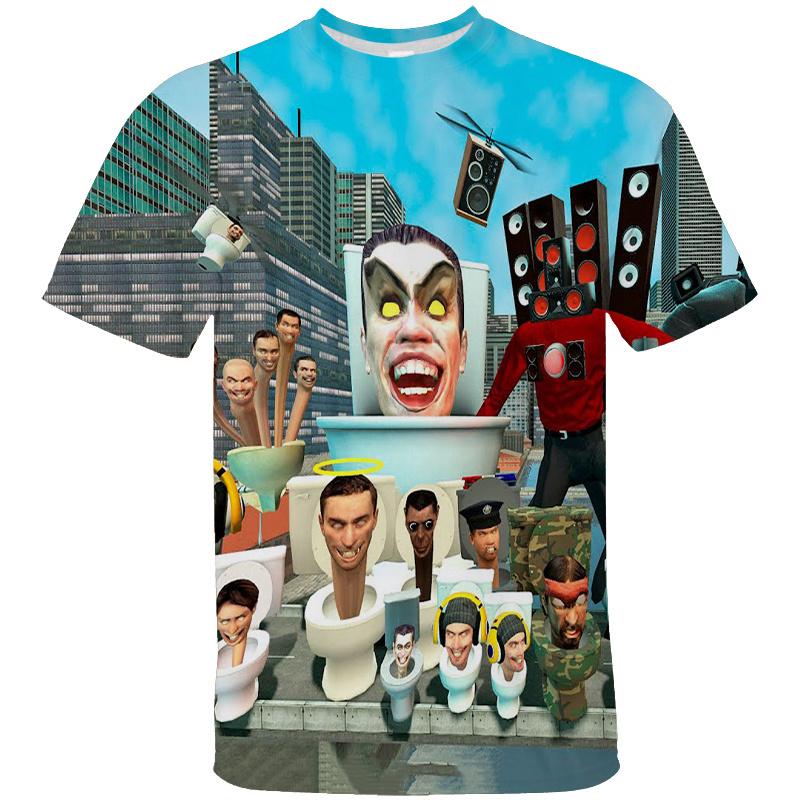 3D Funny Toilet Printing T-Shirt Cartoon Camera Graphic T-Shirt Men Children Fashion Street Clothing T-Shirt