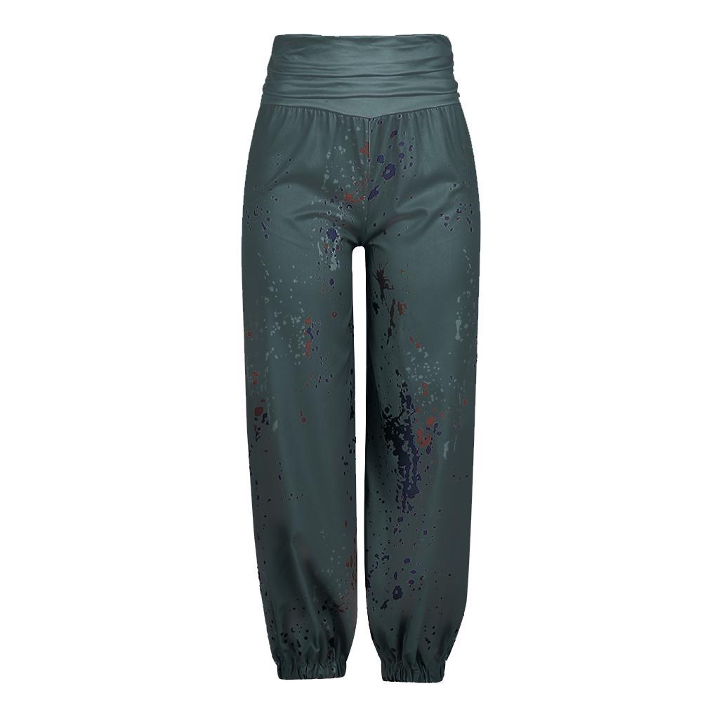 Pantaloni Casual da Donna con Stampa sulla Fascia in Vita e Gamba Larga