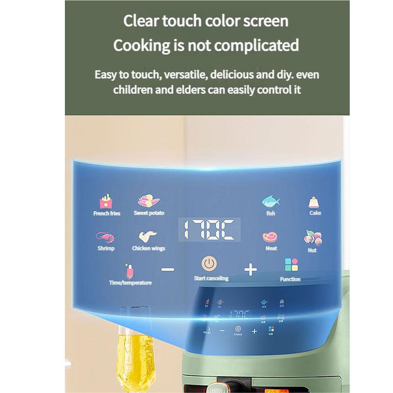 8L Visual Window Air Fryer Touch Screen Smart Fryer Large Capacity Family Size Energy Efficient Kitchen Appliance