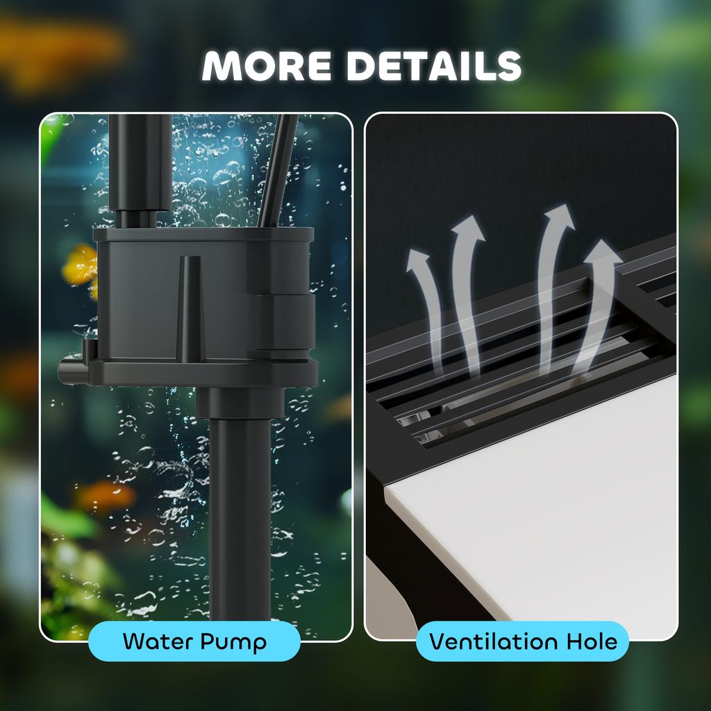 13L Glass Aquarium Fish Tank with Filter, LED Lighting, for Betta, Guppy, Mini Parrot Fish, Shrimp, 29 x 20 x 30.5cm